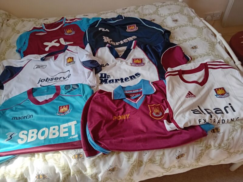  West Ham United Football Club Bundle, Mens Size Large, Hammers Retro Shirts for sale on Ebay