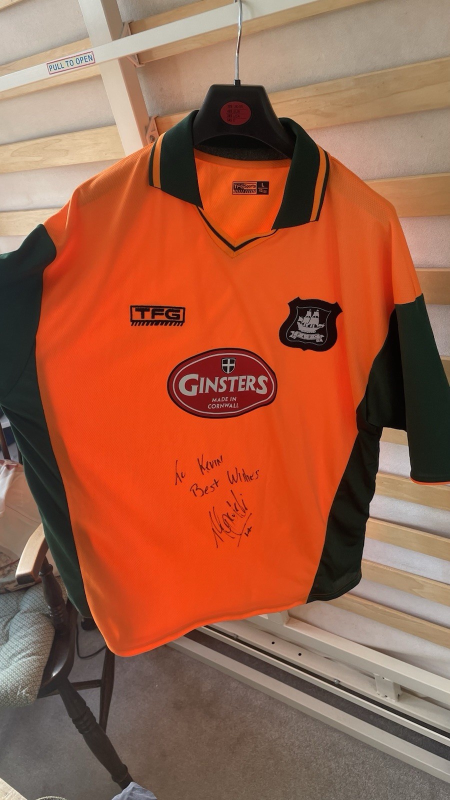 PLYMOUTH ARGYLE FC Away Shirt 2003-04 (L) Large VINTAGE Orange Signed for sale on Ebay
