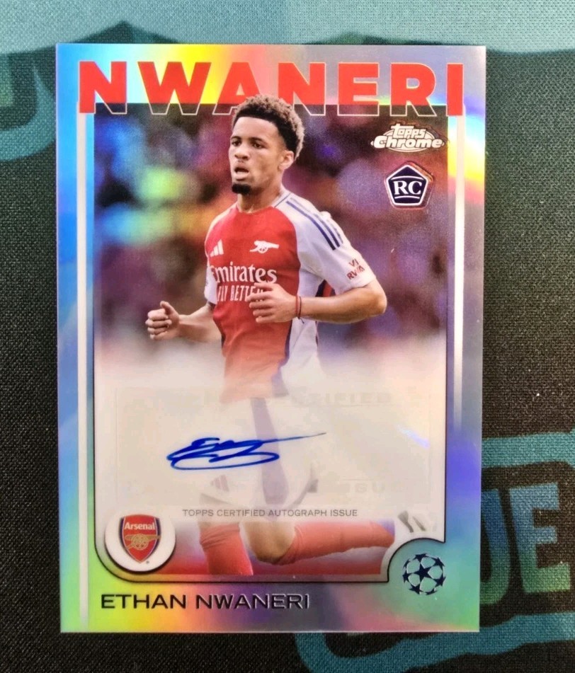 Ethan Nwaneri Rookie Auto Arsenal RC - Topps Chrome UCC 2024-25  for sale on Ebay