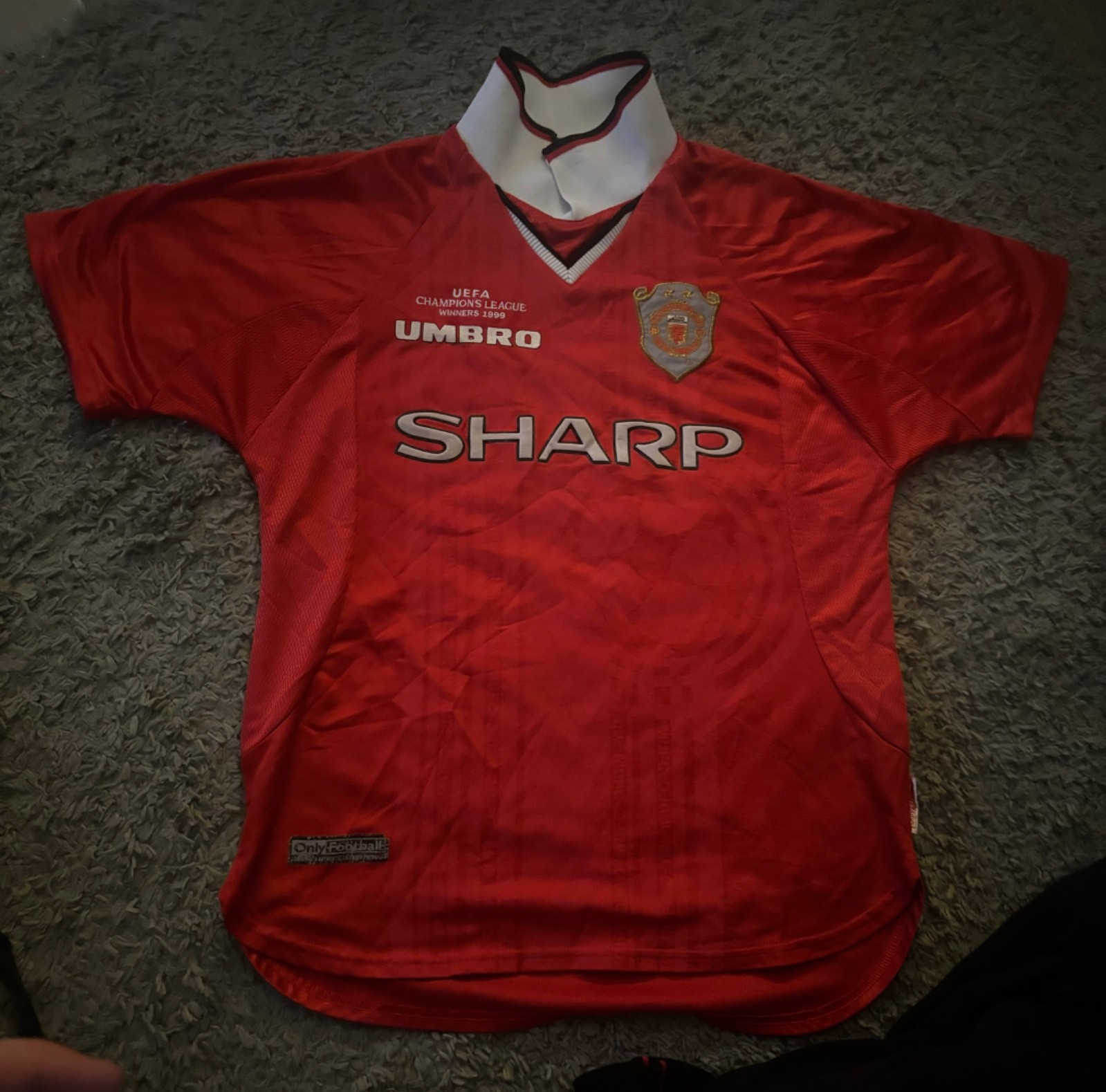 Manchester United 1999 Treble Winners Champions League Shirt Medium for sale on Ebay