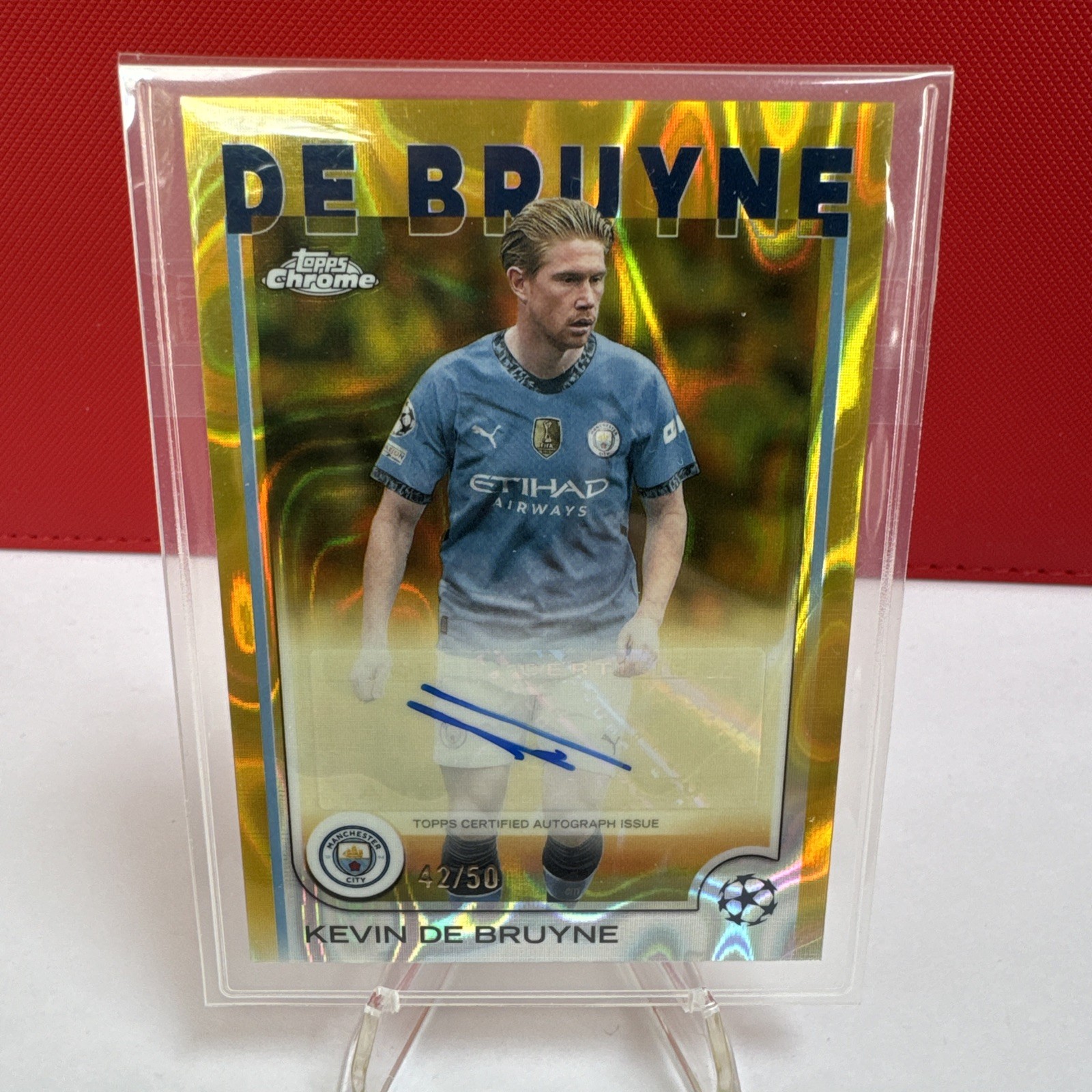 Kevin De Bruyne Gold Lava Auto 42/50 Topps Chrome UCL 2024/25 Manchester City for sale on Ebay