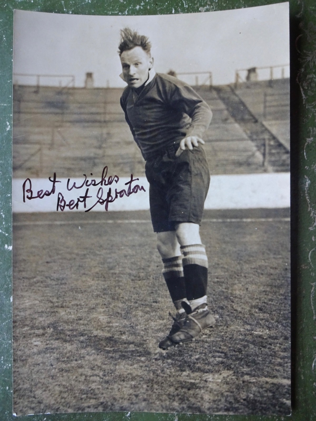 Bert Sproston - Leeds , Manchester City- Circa 1940-Signed Original Press Photo. for sale on Ebay