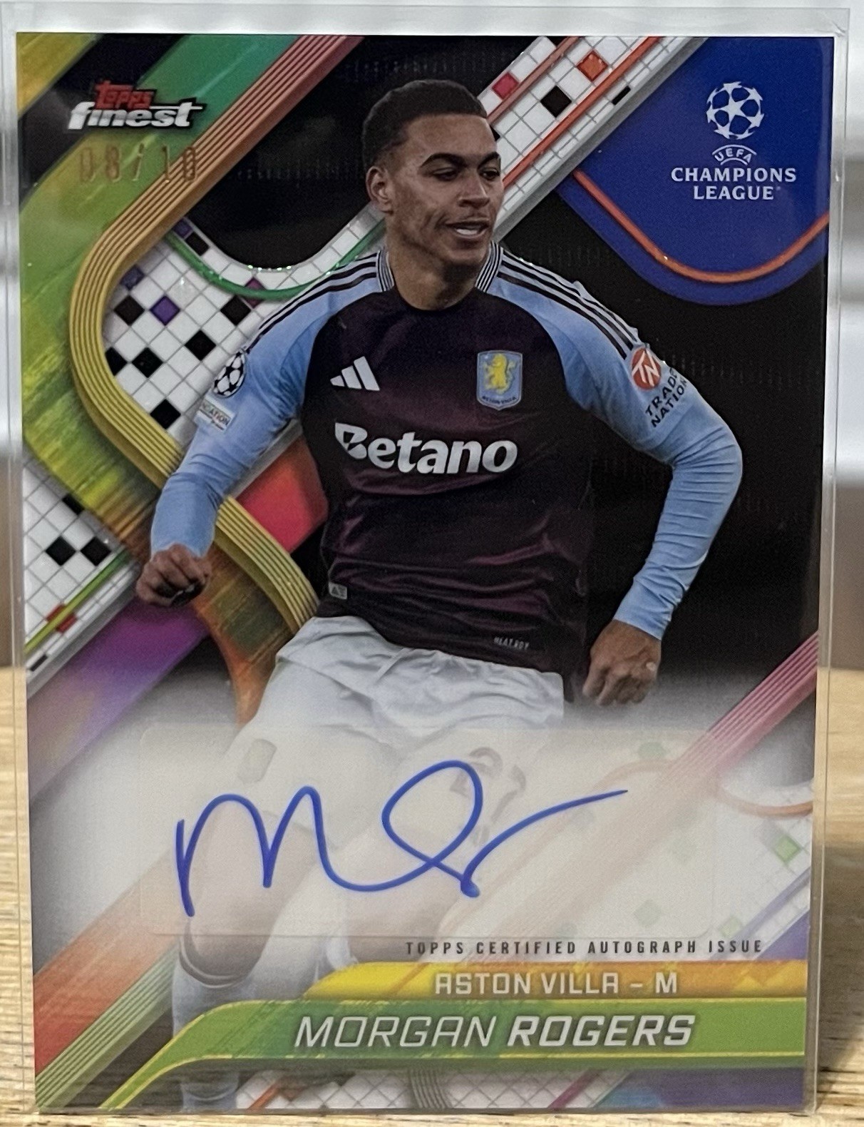 Morgan Rogers 2024-25 Topps Finest UCC Black Wave Auto /10 Aston Villa for sale on Ebay
