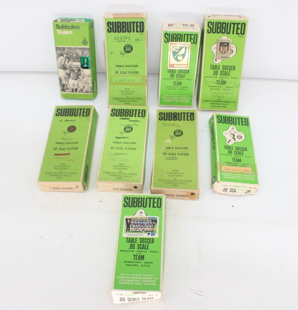 F x9 Vintage Boxed Subbuteo Teams Inc Sunderland, West Ham, Leeds etc For Spares for sale on Ebay
