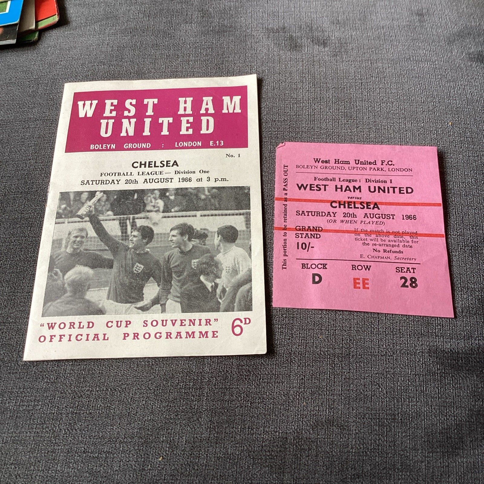 1966/67 West Ham v Chelsea plus match ticket. for sale on Ebay