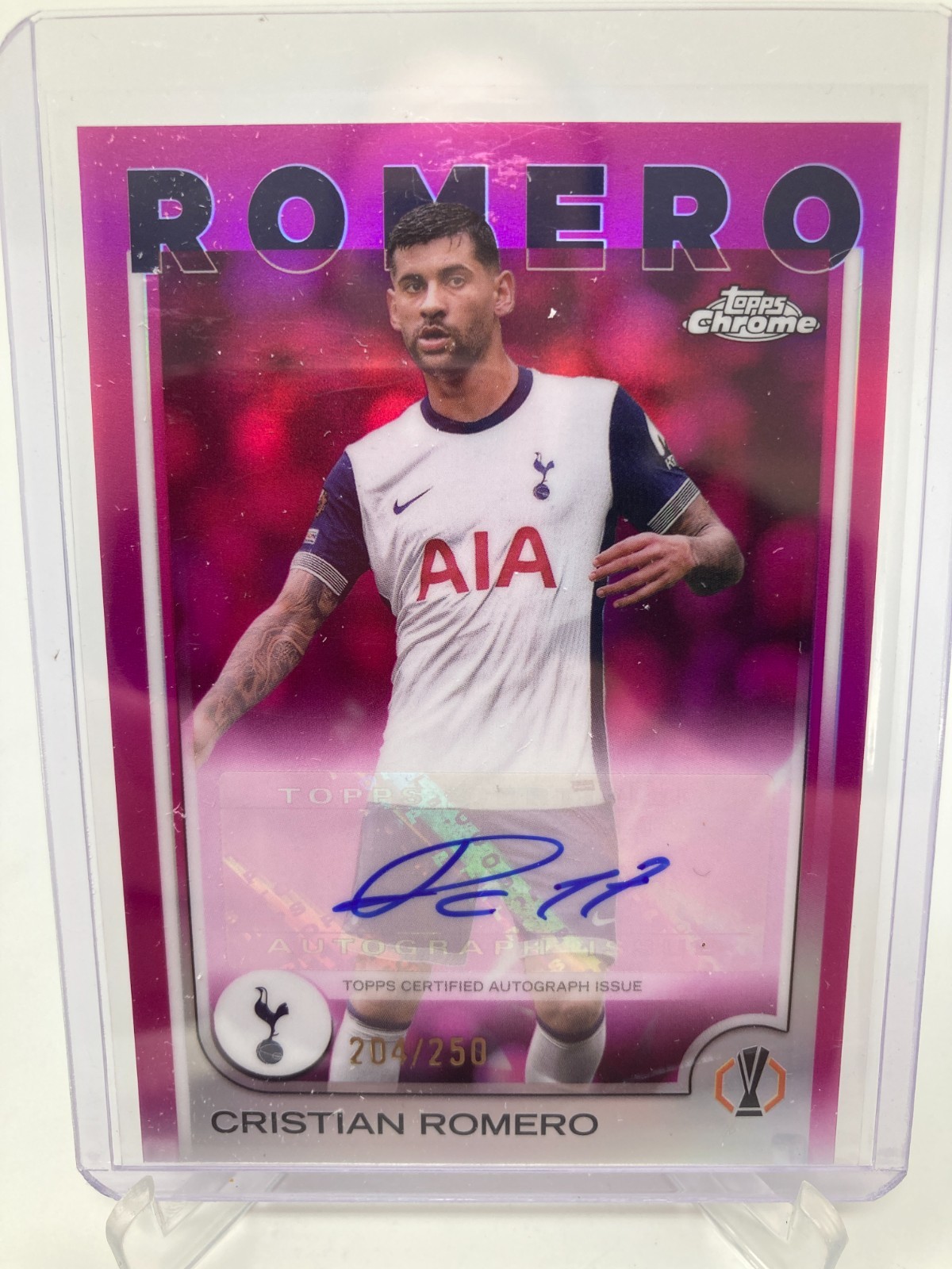 TOPPS CHROME  24/25 CRISTIAN ROMERO TOTTENHAM AUTO 204/250. for sale on Ebay
