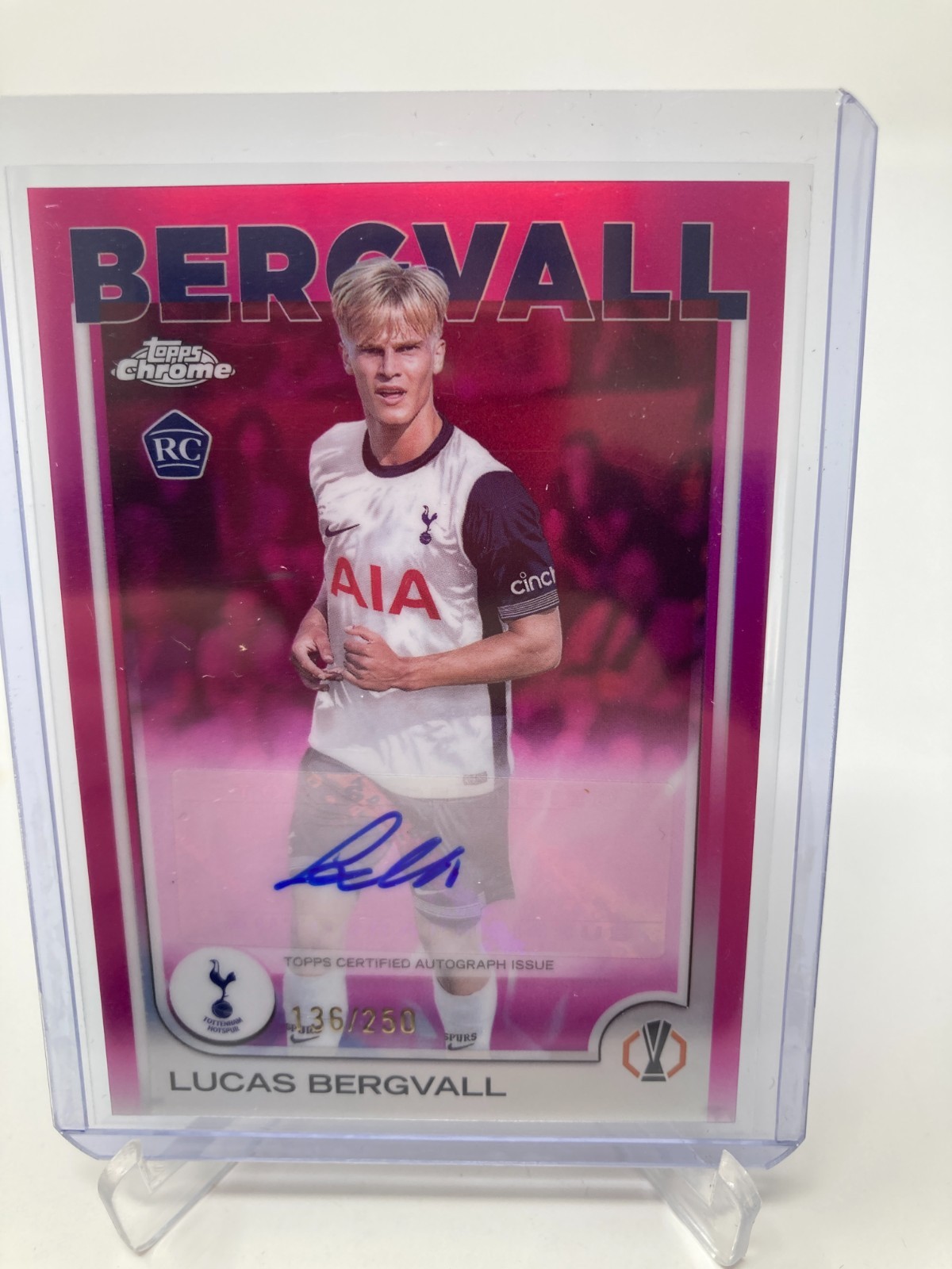 TOPPS CHROME  24/25 LUCAS BERGVALL TOTTENHAM AUTO 136/250. for sale on Ebay