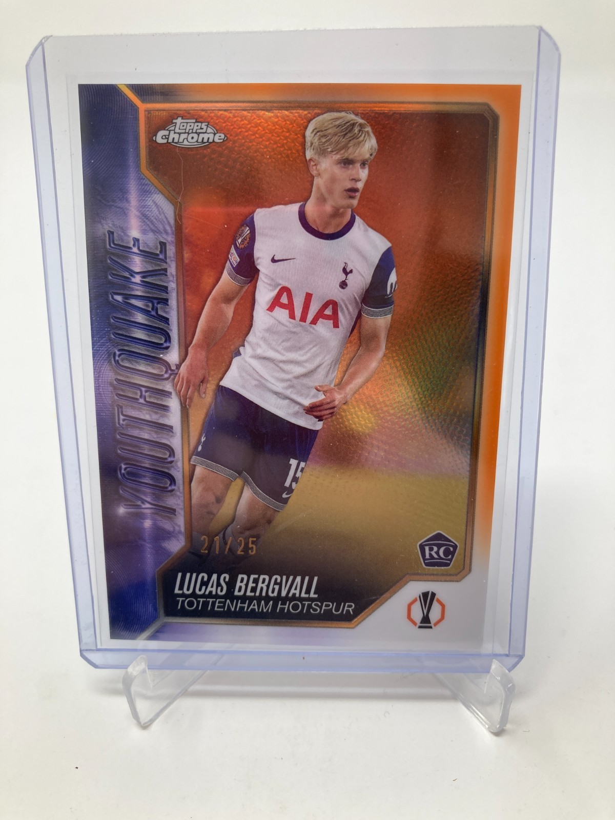 TOPPS CHROME  24/25 LUCAS BERGVALL TOTTENHAM YOUTHQUAKE 21/25. for sale on Ebay