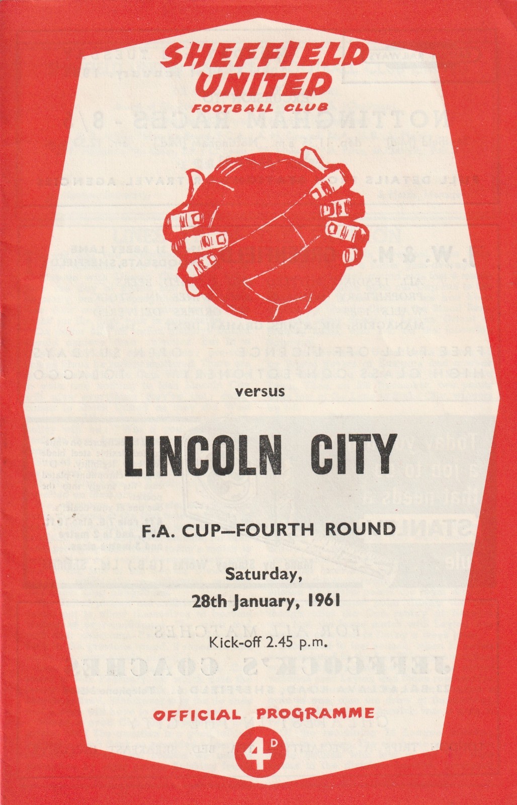 Sheffield United v Lincoln City, 28 January 1961, FA Cup 4th Round. for sale on Ebay
