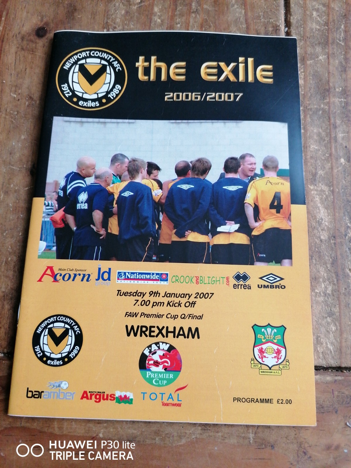 2007 FAW PREMIER CUP NEWPORT COUNTY V WREXHAM for sale on Ebay
