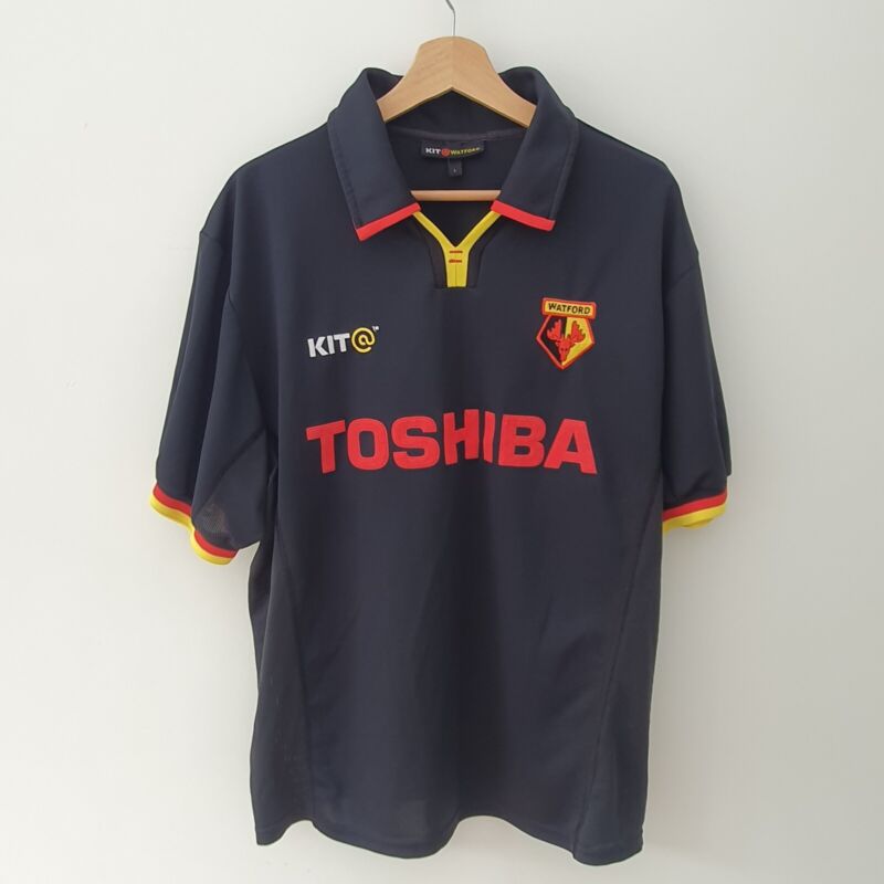 Vintage Watford 2001 2002 2003 Kit@ Black Away Football Shirt Large for sale on Ebay