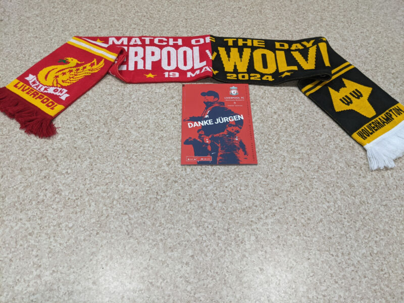 LIVERPOOL v WOLVES OFFICIAL  PROGRAMME  19/5/2024  & HALF & HALF SCARF NEW for sale on Ebay