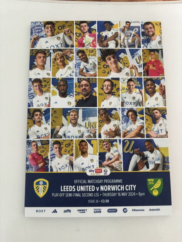 Leeds United V Norwich Play Off Semi Final Programme  for sale on Ebay