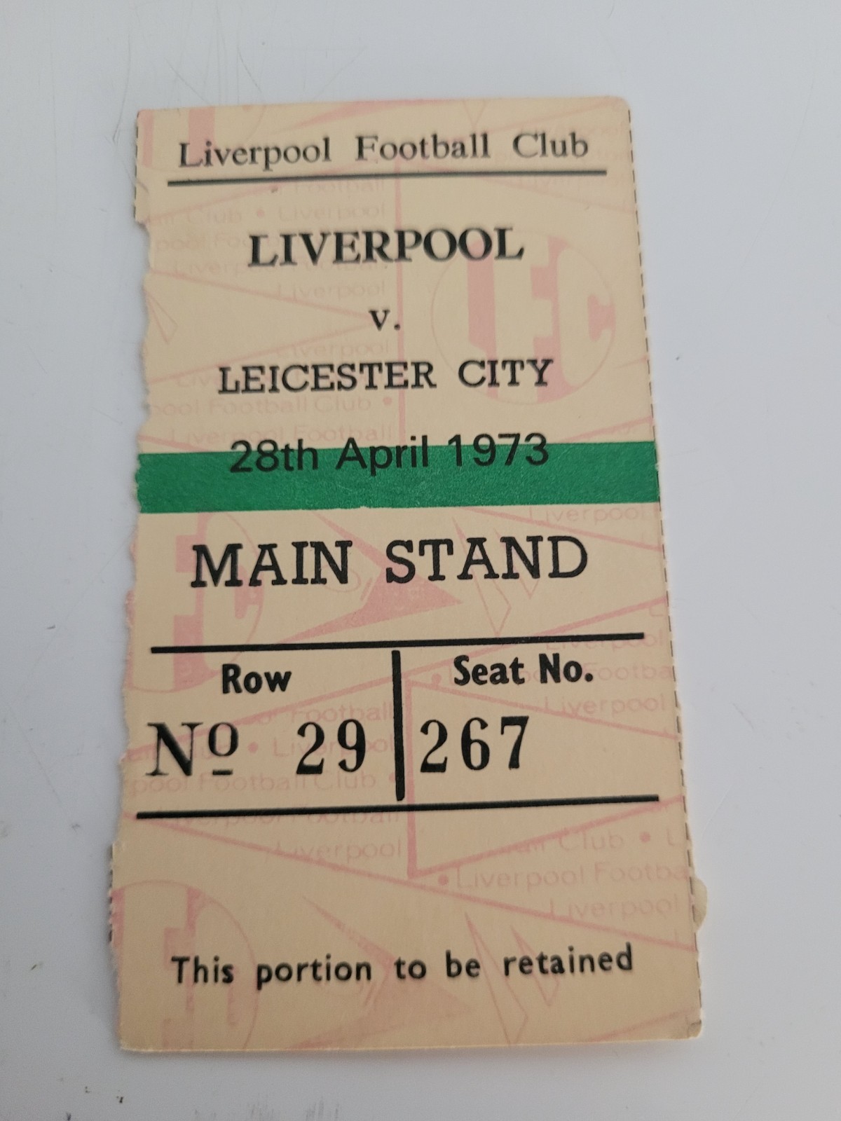 Liverpool V Leicester City 28.4. 1973 - Ticket Stub Main Stand for sale on Ebay