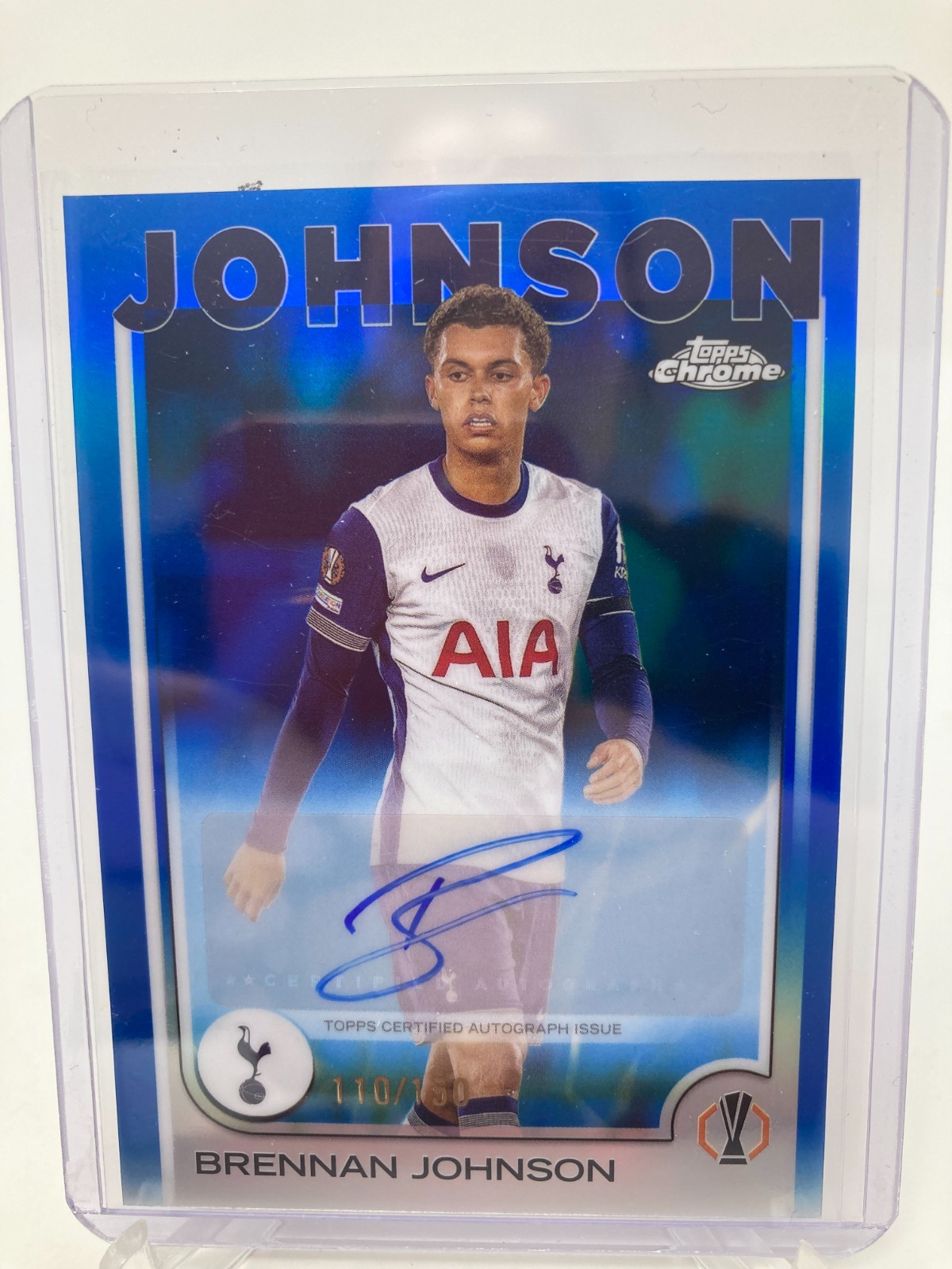 TOPPS CHROME  24/25 BRENNAN JOHNSON TOTTENHAM AUTO 110/150. for sale on Ebay