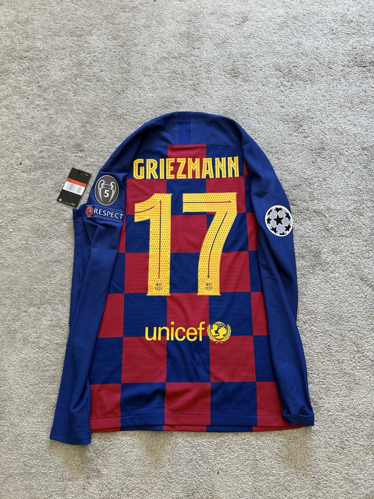 Barcelona 19/20 DIRECT Player Issue Shirt GRIEZMANN 17 RARE UCL HOME for sale on Ebay
