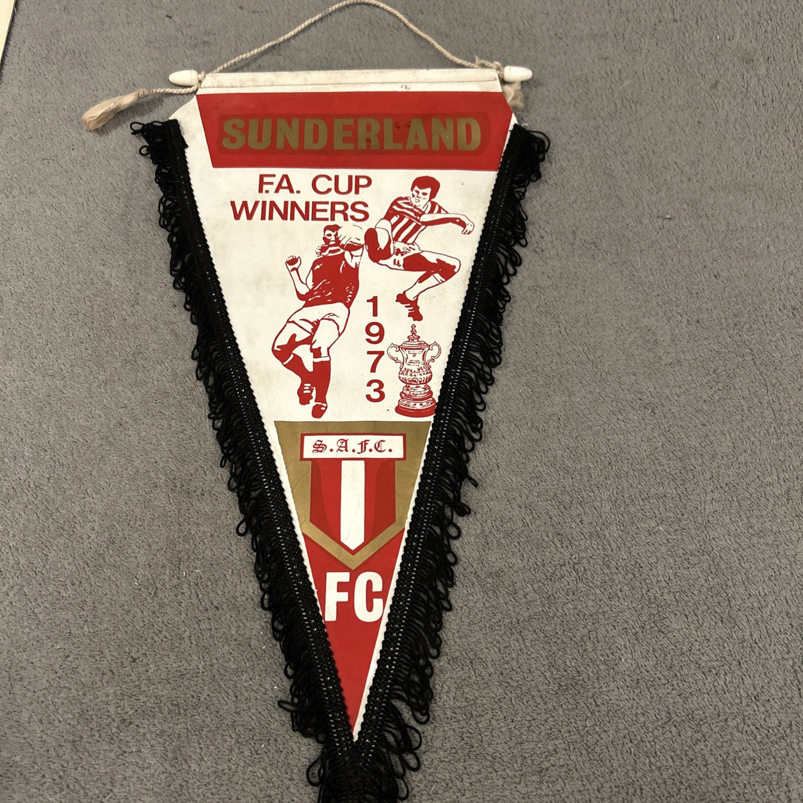 1973 Vintage SUNDERLAND FC 'FA Cup WINNERS ' PENNANT. (35cm x 21cm). Excellent. for sale on Ebay