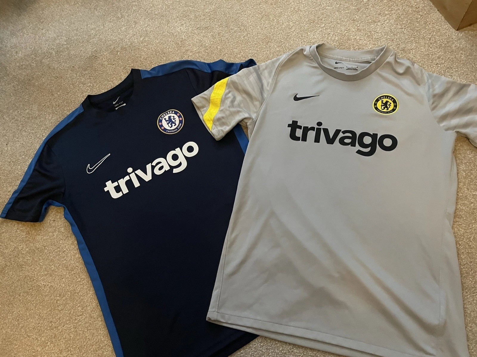 Chelsea Fc Nike Training Tops X2. Medium VGC Navy And Grey for sale on Ebay