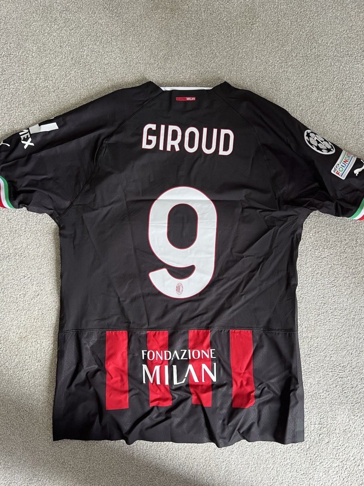 Genuine match worn Giroud AC Milan shirt (vs Chelsea 11/10/22) for sale on Ebay