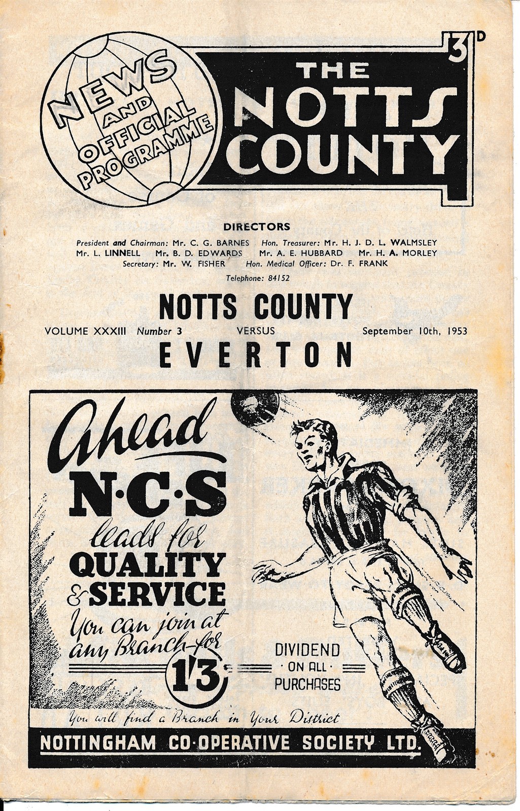 Notts County v Everton 1953/1954 - Football Programme for sale on Ebay