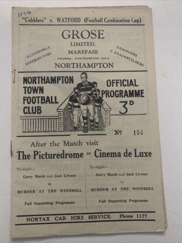 Reserves - Northampton Town V Watford - 1949/1950 - Football Combination Cup for sale on Ebay