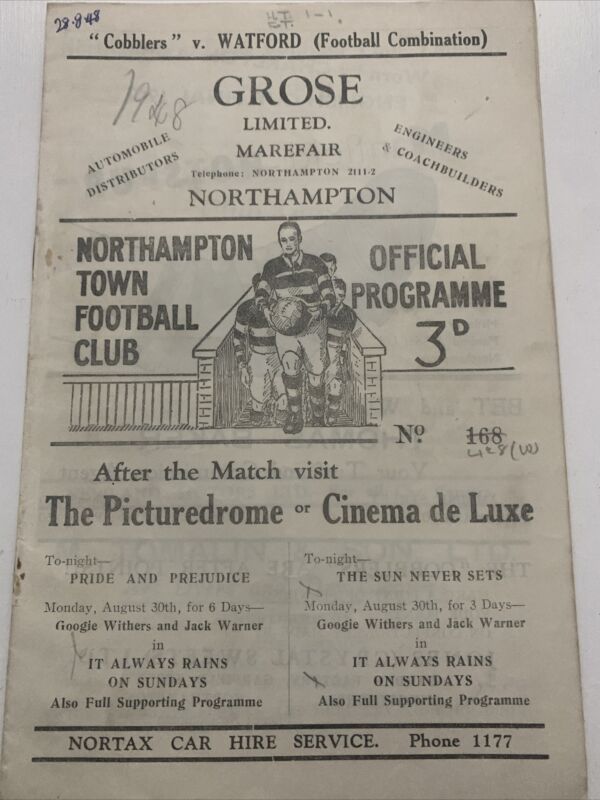 Reserves - Northampton Town V Watford - 1948/1949 - Football Combination  for sale on Ebay