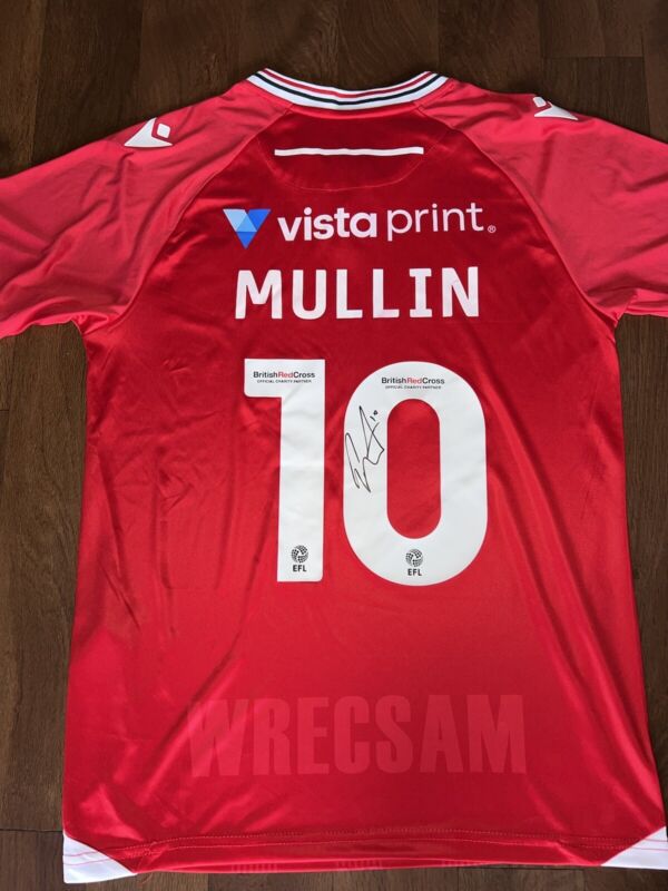 SIGNED WREXHAM AFC SHIRT 2023/2024 PROMOTION PAUL MULLIN for sale on Ebay