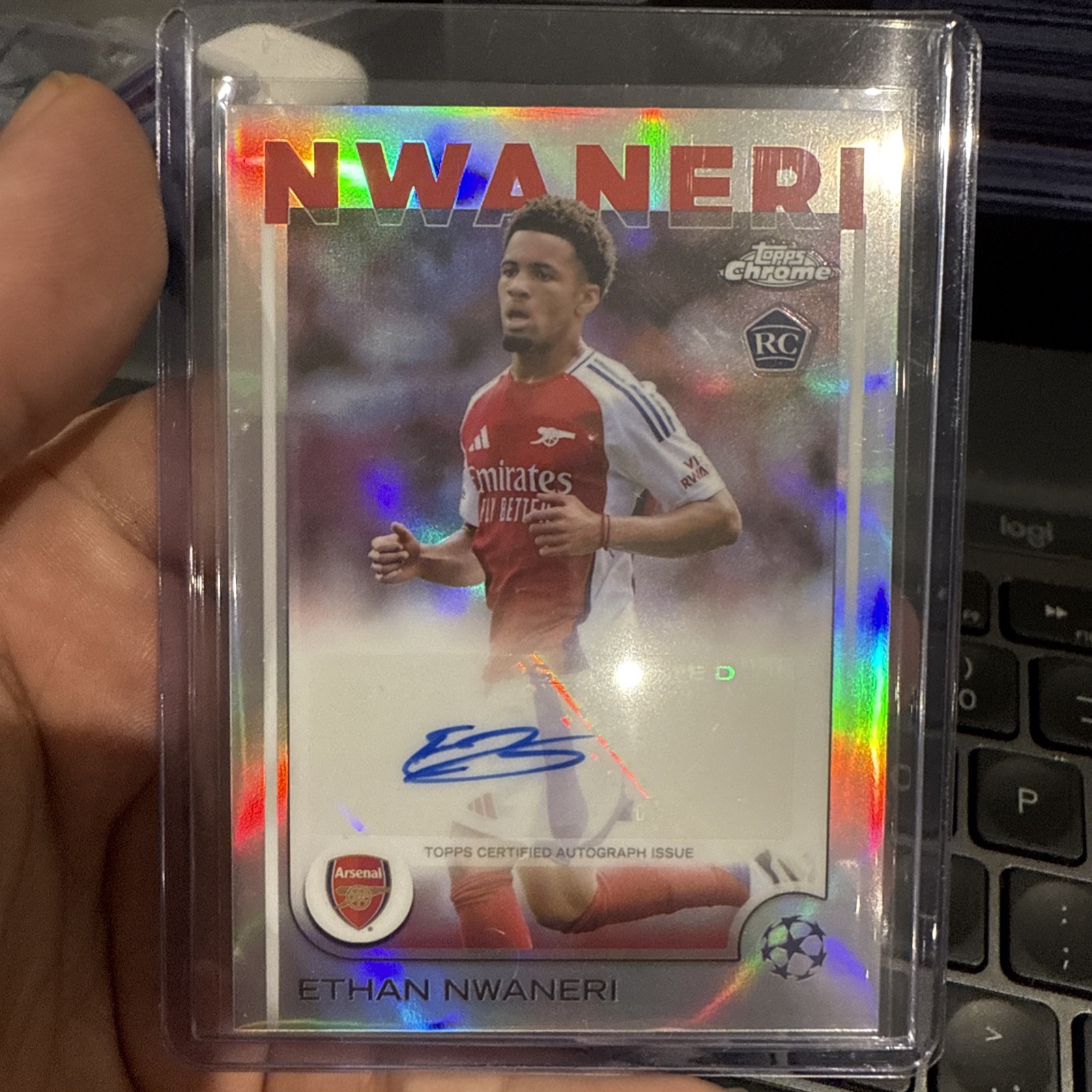 Topps Chrome Rookie Card Auto Ethan Nwaneri Arsenal 2024/25 for sale on Ebay