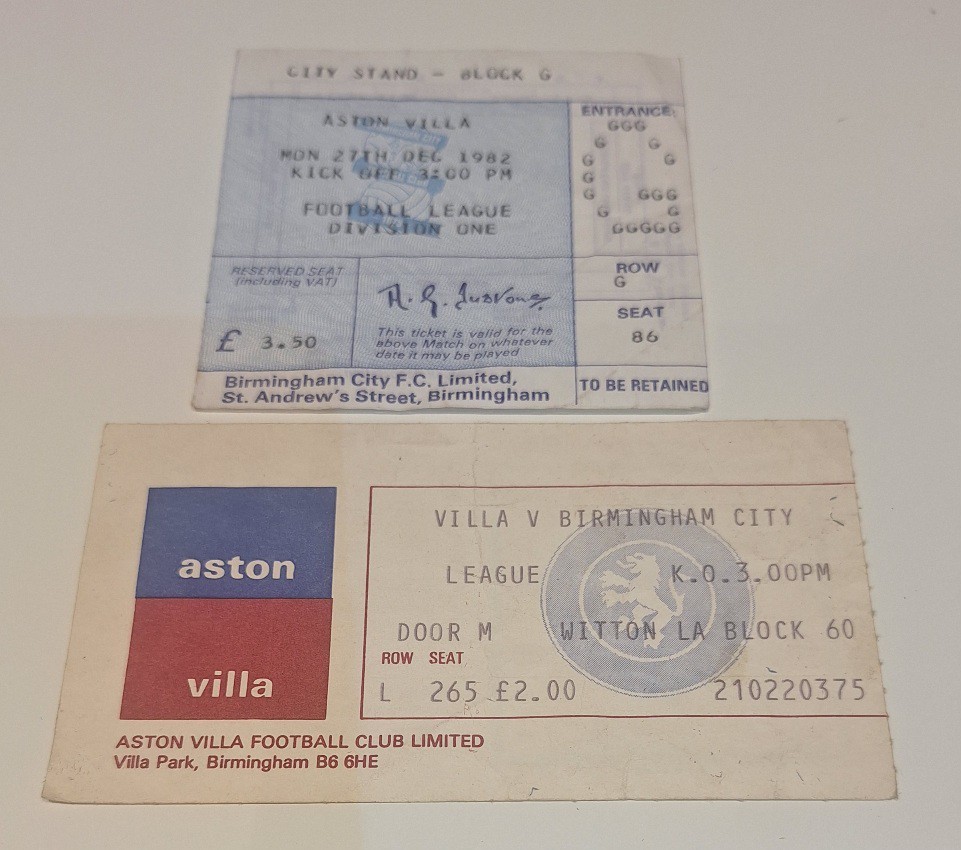 Two Aston Villa Tickets From The Late 1970's Early 1980's v Birmingham City  for sale on Ebay