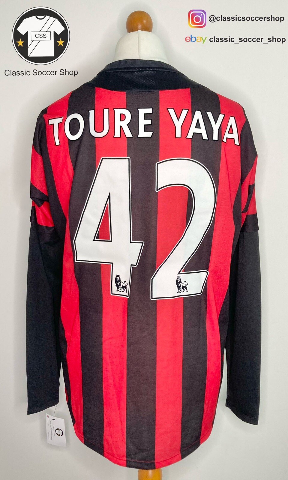 Manchester City TOURE YAYA #42 2011/12 Long Sleeve Away Shirt Extra Large / XL for sale on Ebay