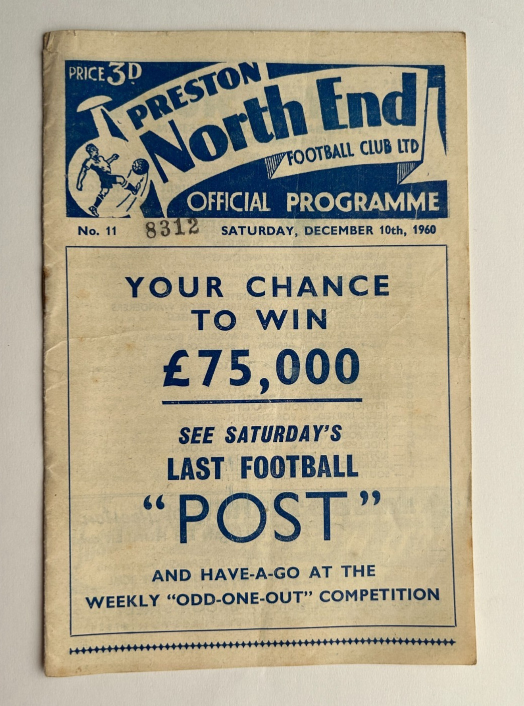 PRESTON NORTH END V TOTTENHAM HOTSPUR SPURS DOUBLE SEASON DIVISION 1 1960 RARE for sale on Ebay