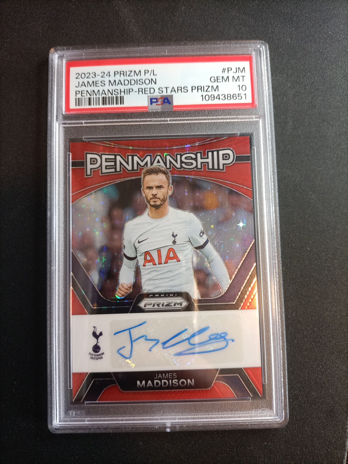Panini Prizm 2023-24 James Maddison Auto Psa 10 Red Stars Tottenham pop1 for sale on Ebay