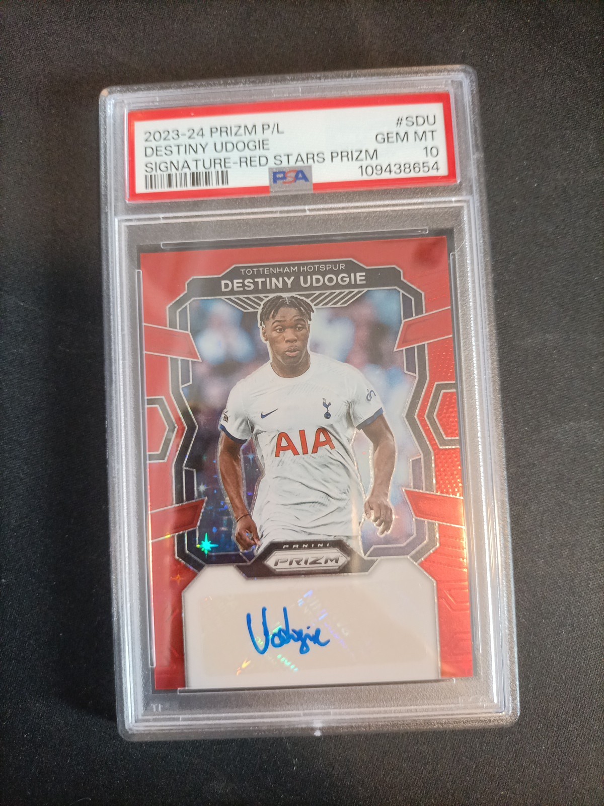 Panini Prizm 2023-24 Destiny Udogie Auto Psa 10 Red Stars Tottenham pop 1 for sale on Ebay