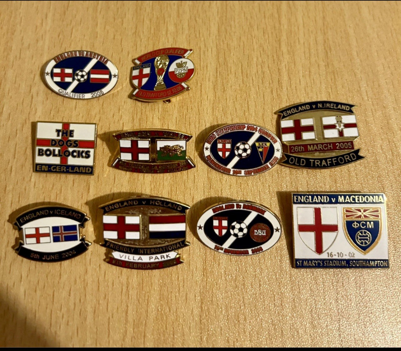 England International Football Match Pin Badges (2002-2006) for sale on Ebay