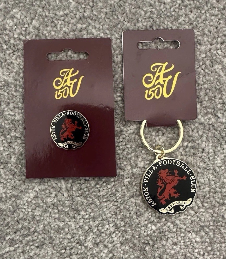 Aston Villa 150th Anniversary Pin Badge and Keyring for sale on Ebay