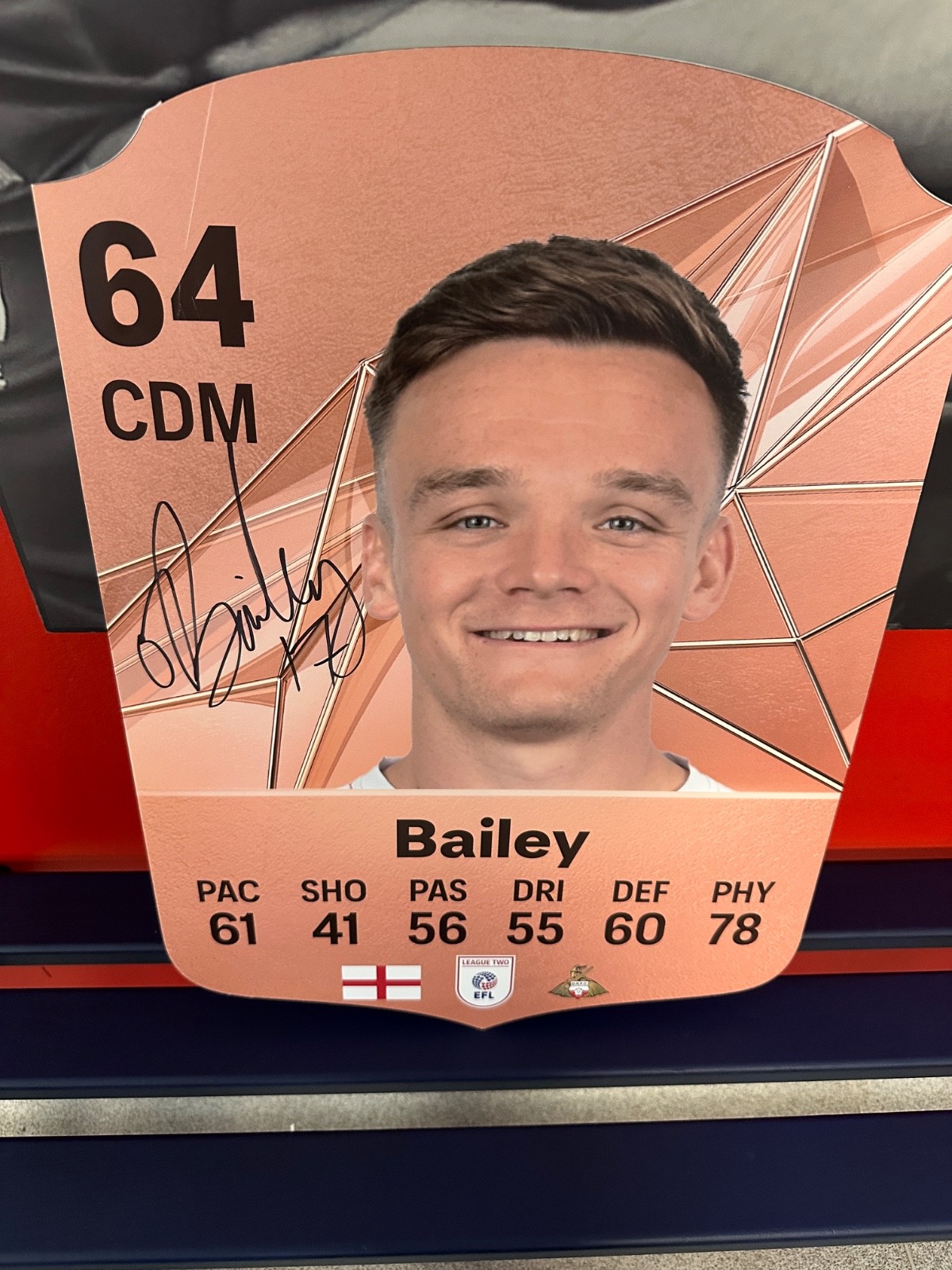 Signed Owen Bailey EAFC25 Giant Player Card - Doncaster Rovers for sale on Ebay