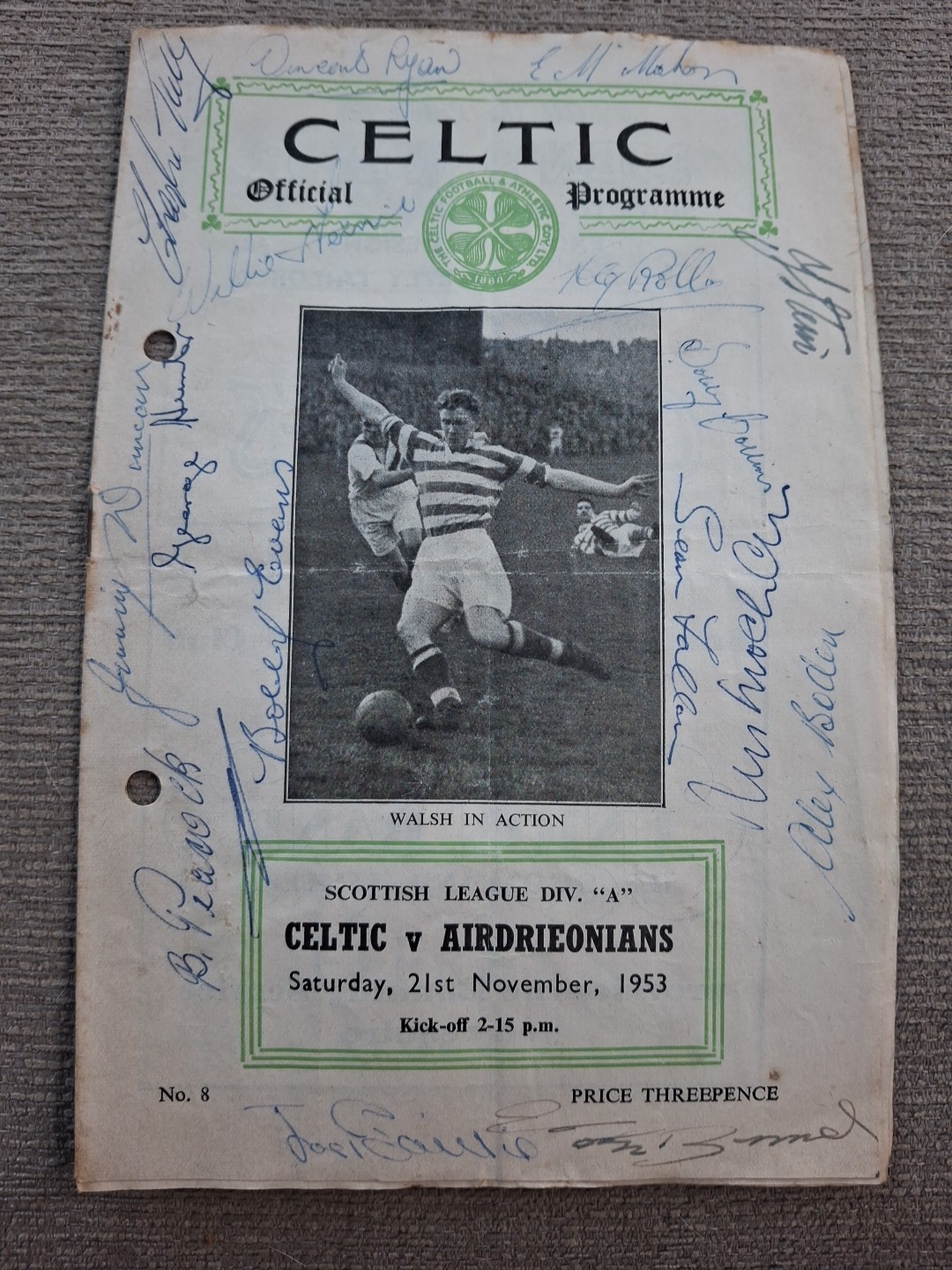 Celtic v Airdrieonians programme.  21/11/1953  SIGNED BY 16 for sale on Ebay