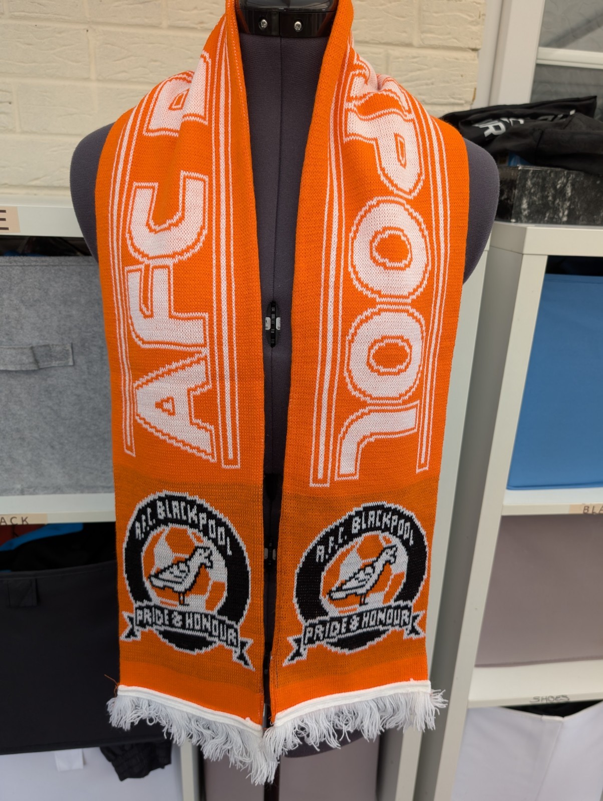 AFC Blackpool Non League Orange Football Scarf The Mechanics  (Not Shirt) for sale on Ebay