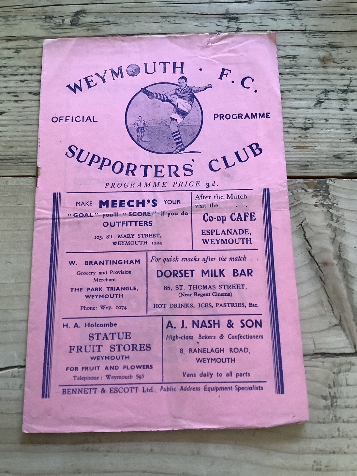 15 April 1950 Weymouth v Chingford for sale on Ebay