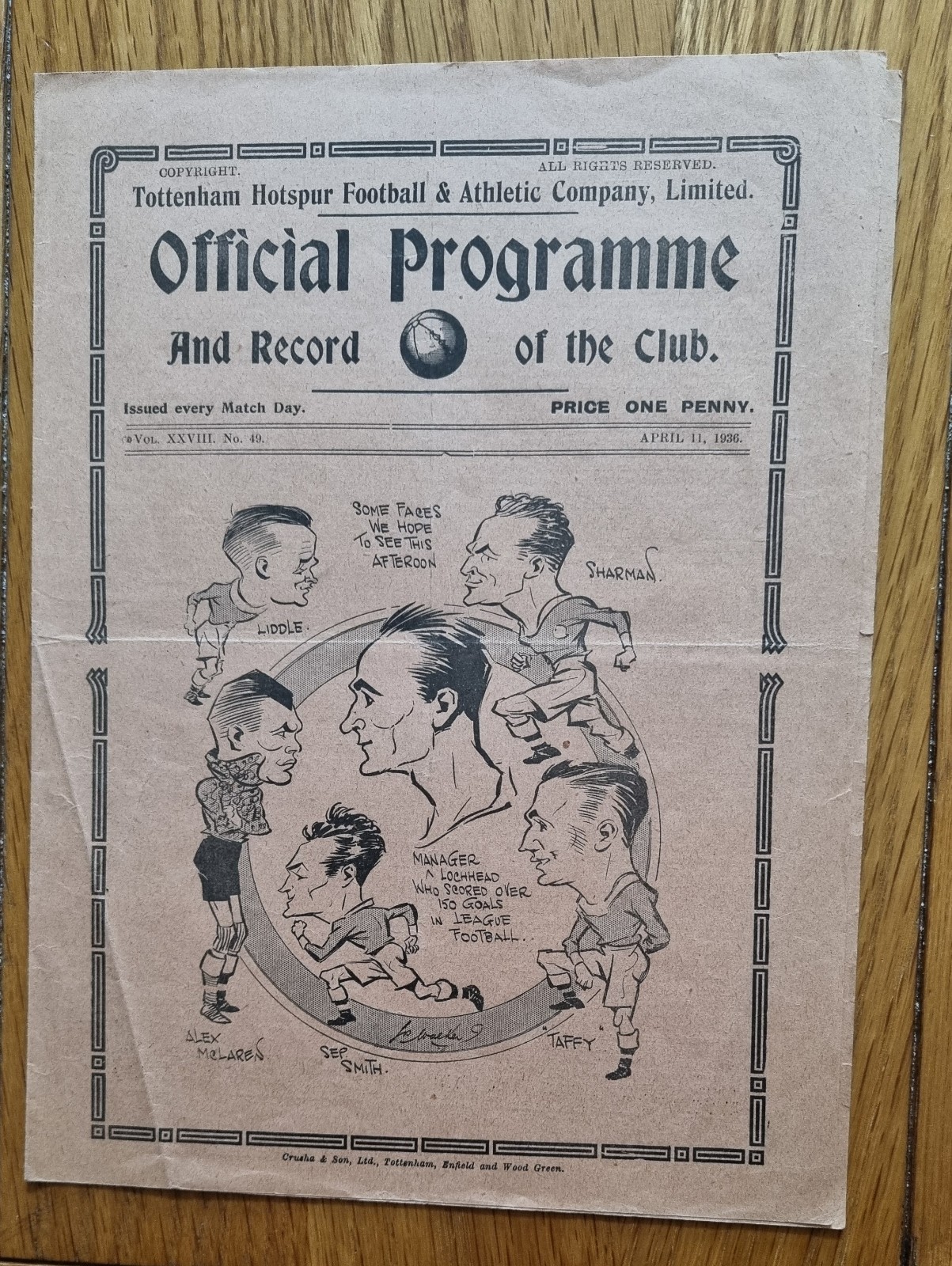 Tottenham/Spurs v Leicester 1935/36 for sale on Ebay