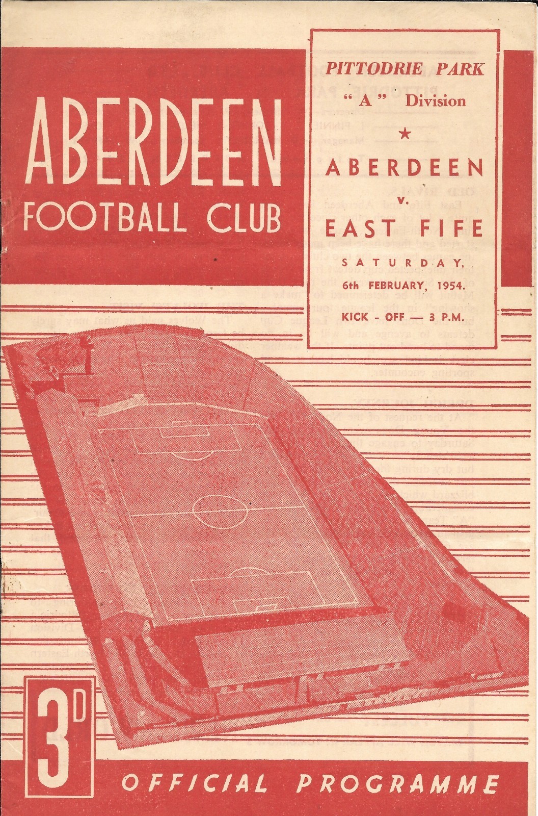 Aberdeen v East Fife Feb 1954 for sale on Ebay