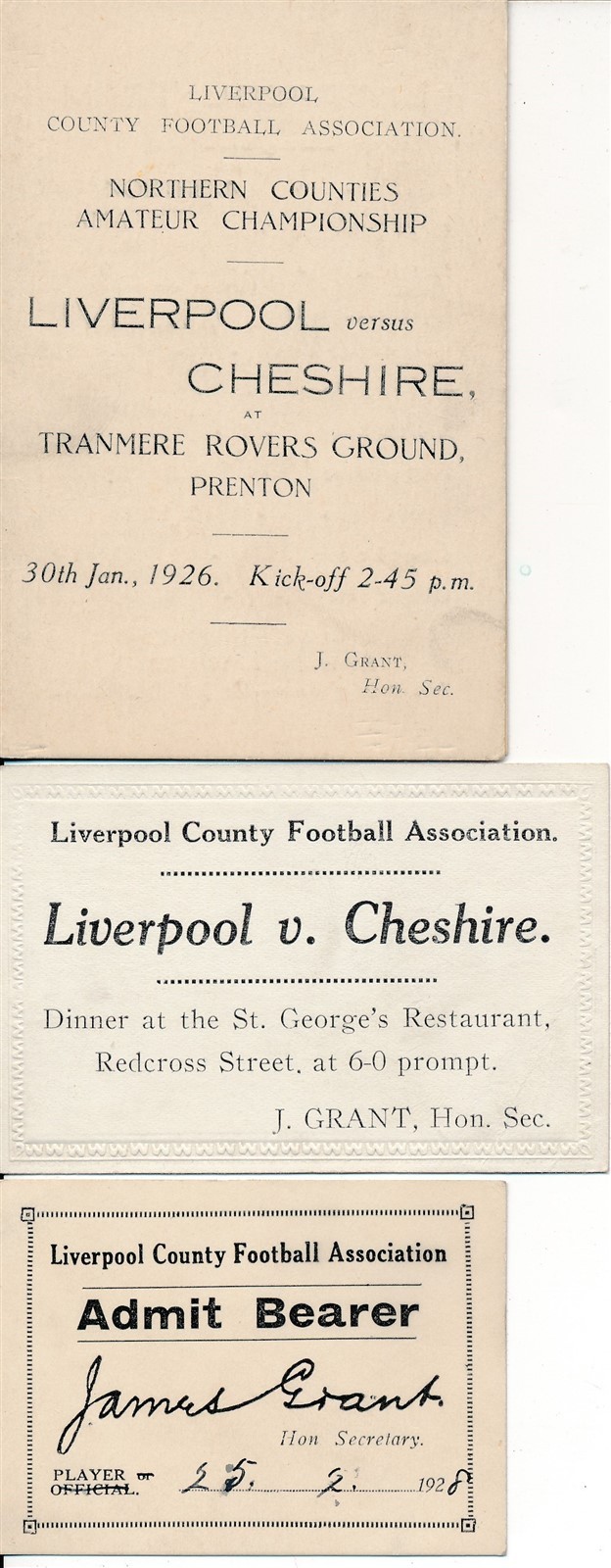 TRANMERE - Liverpool v Cheshire (Amateurs) 1926 - Programme of Arrangements for sale on Ebay