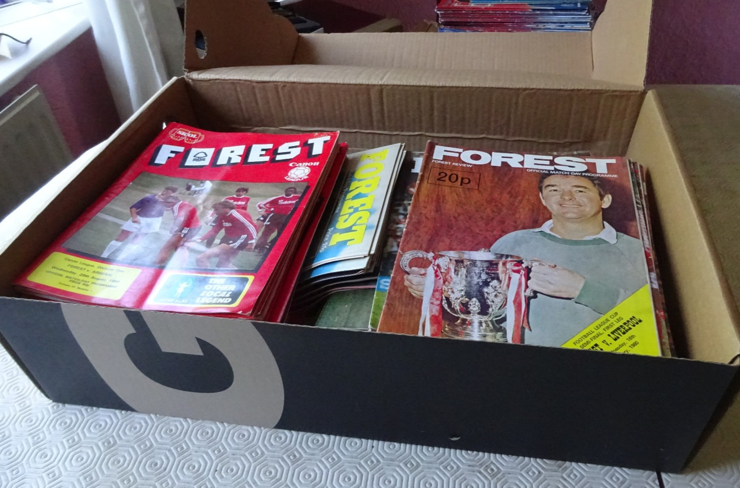 Box of 143 x Nottingham Forest programmes from the Brian Clough era ( 1980s) for sale on Ebay