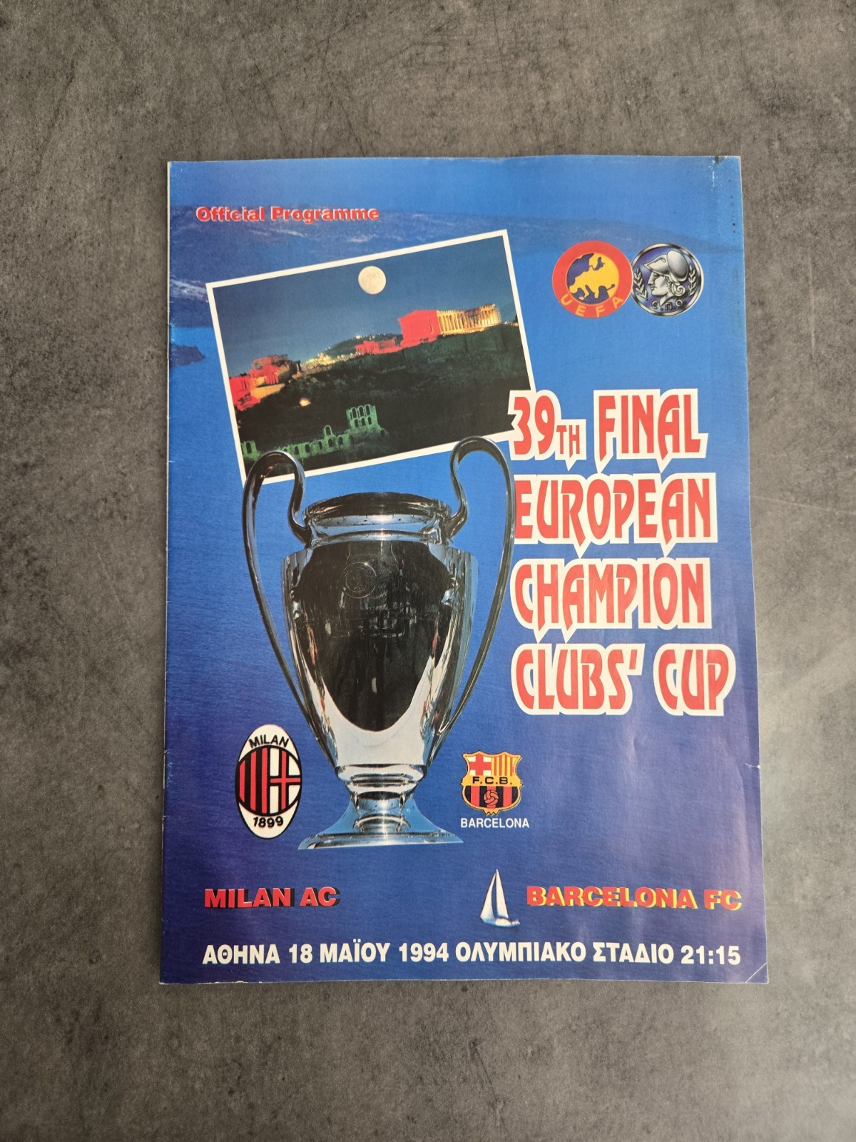 1994 UEFA European Cup Final Programme  AC MILAN V FC BARCELONA for sale on Ebay