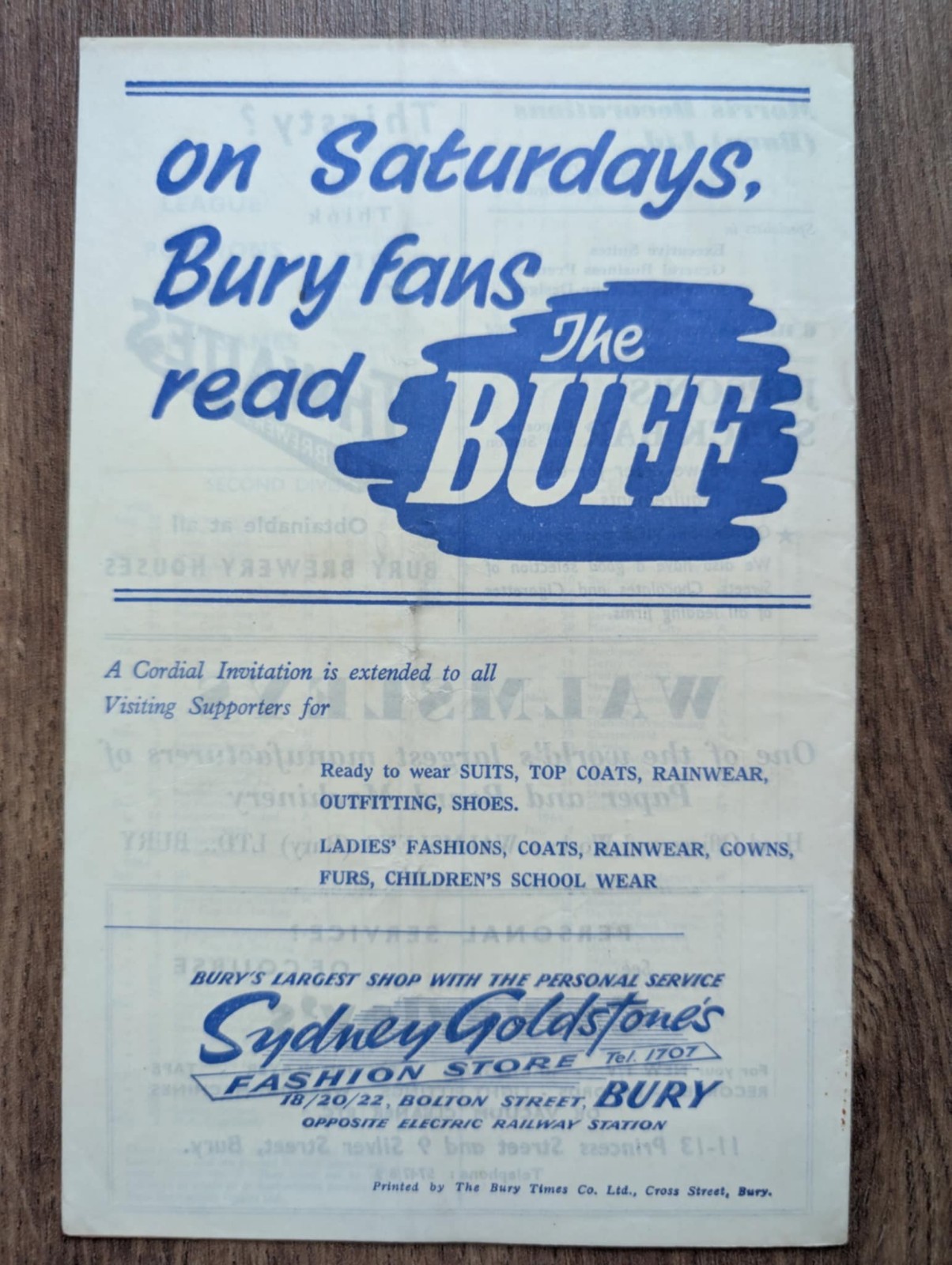 Bury Football Club Match Day Programme-2nd September 1963-Plymouth Argyle for sale on Ebay
