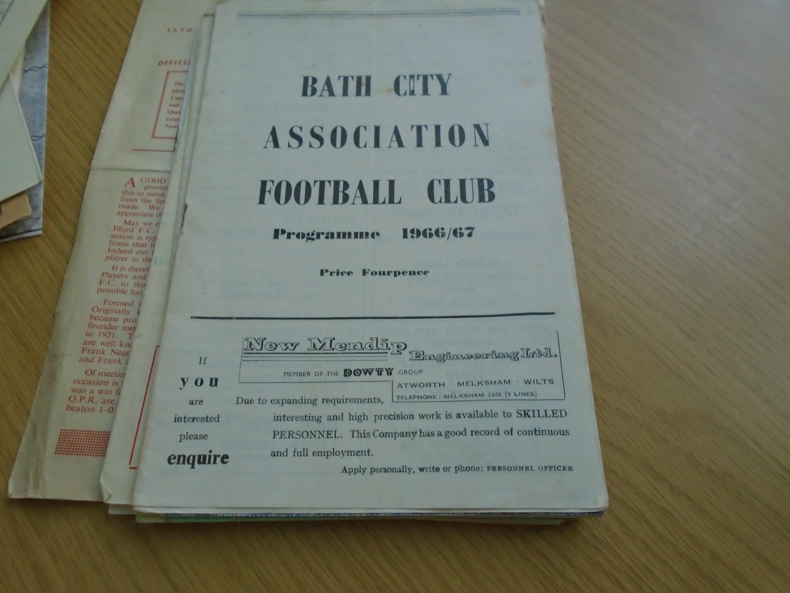BATH CITY V SUTTON UNITED 1966-7 FA CUP 1ST ROUND for sale on Ebay