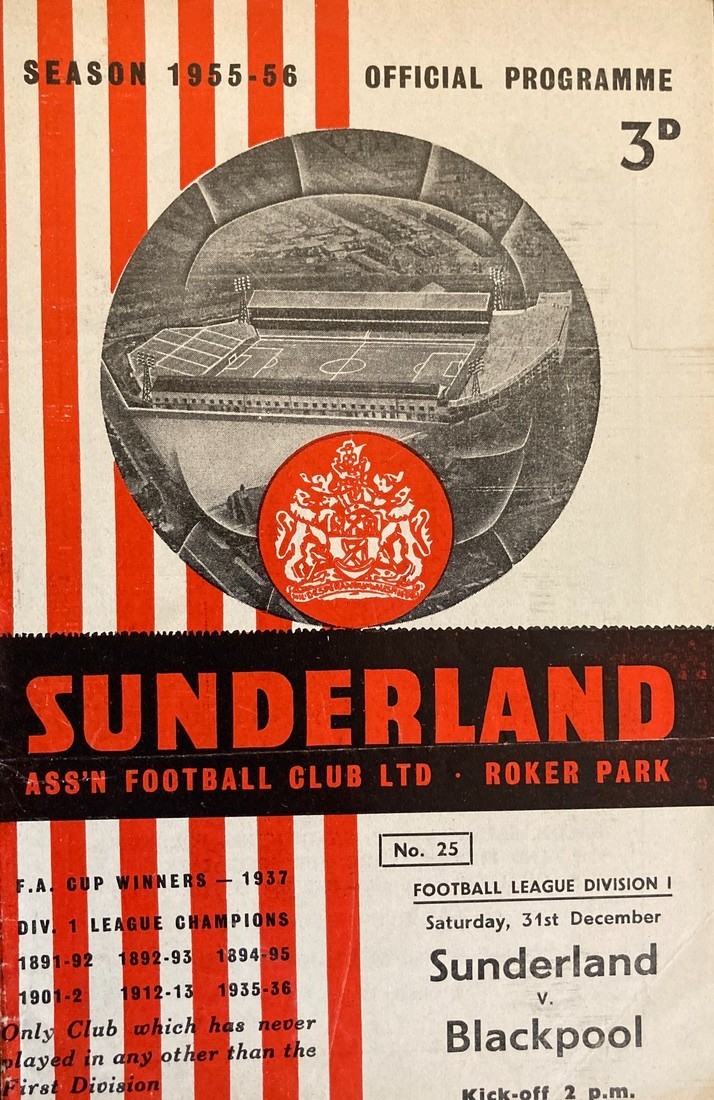 Sunderland v Blackpool Div 1 1955/56 for sale on Ebay