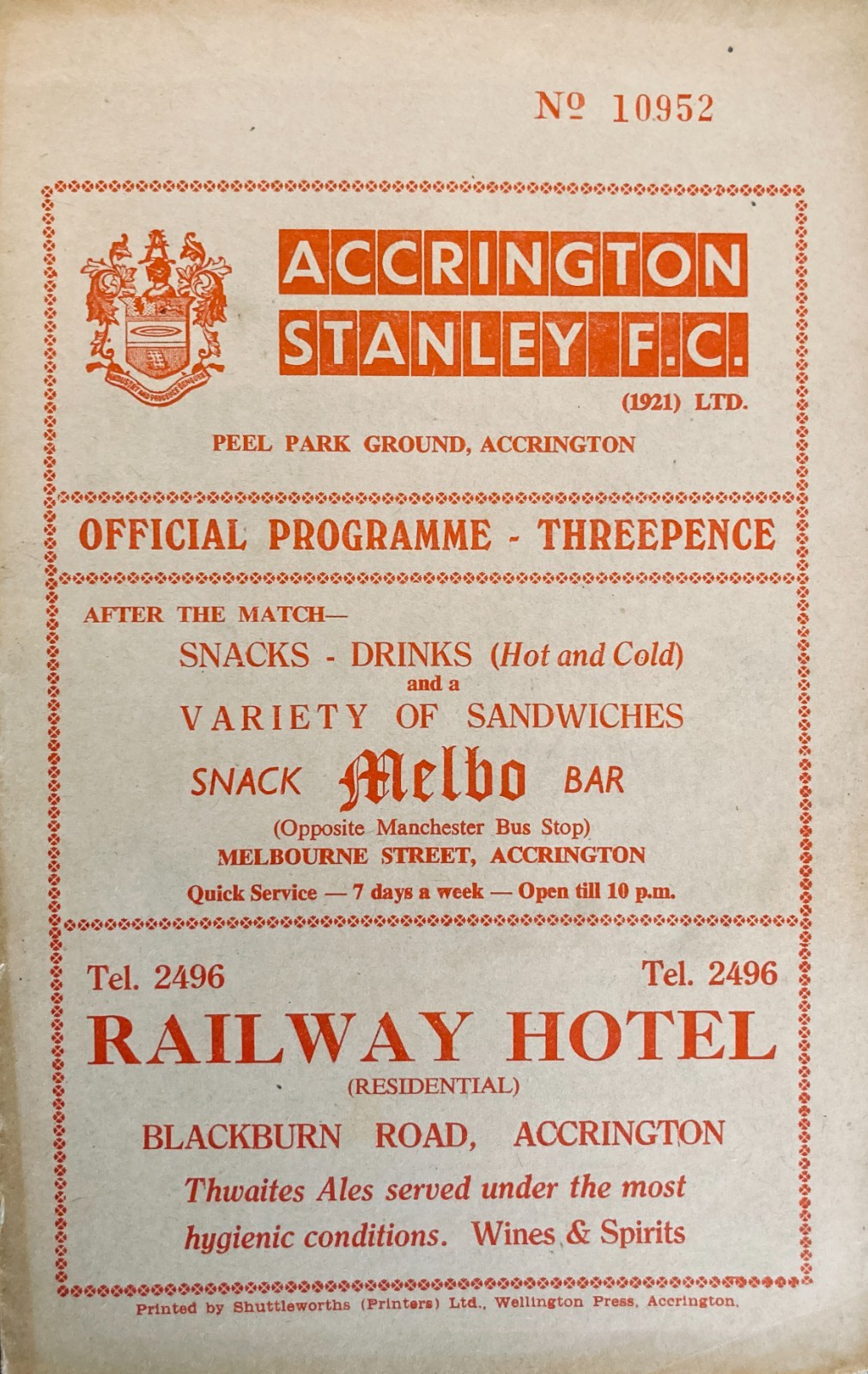 Accrington Stanley v Darlington F A Cup 3rd round 1958/59 for sale on Ebay
