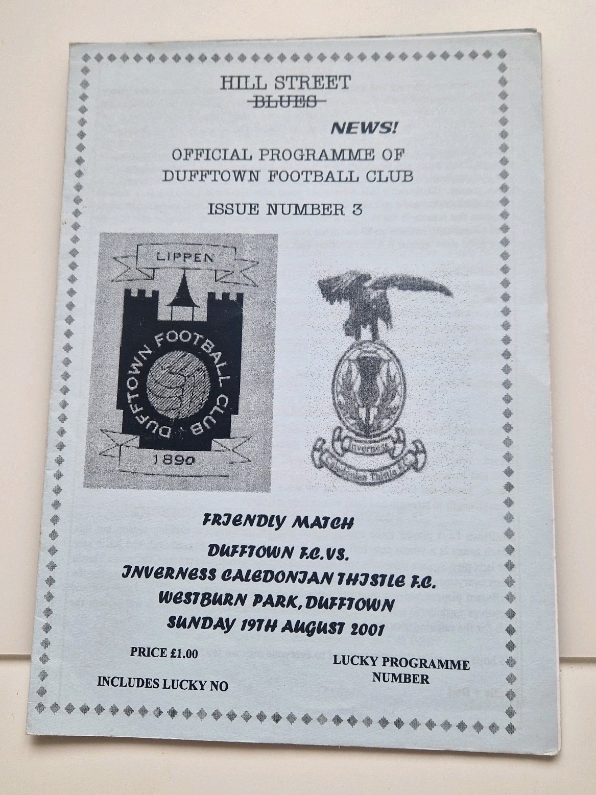 Dufftown v Inverness Caledonian Th. 01/02 Friendly for sale on Ebay