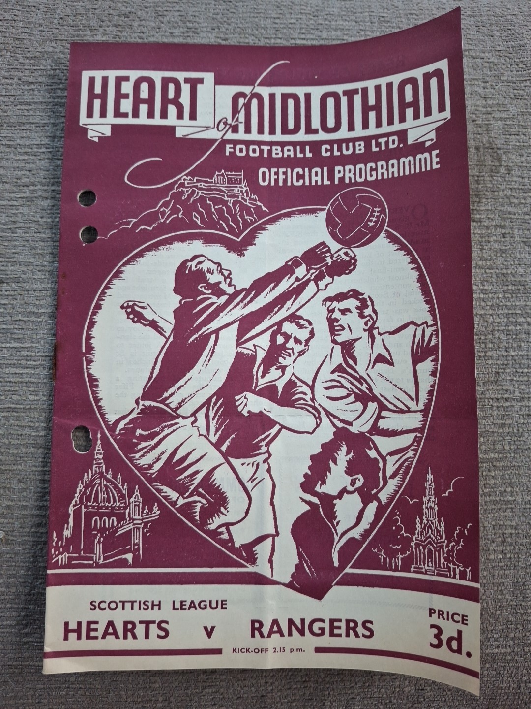 Hearts v Rangers programme.  13/12/1952 for sale on Ebay